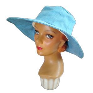Vintage 60s 70s Denim Wide Brim Floppy Hat from Sears